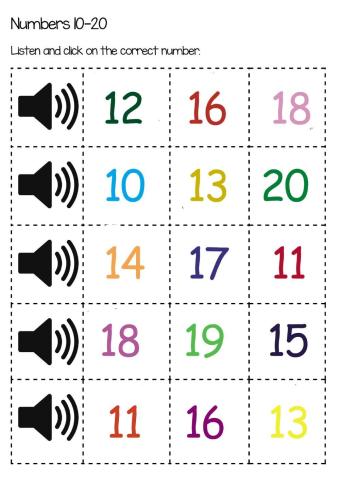 Numbers 10-20