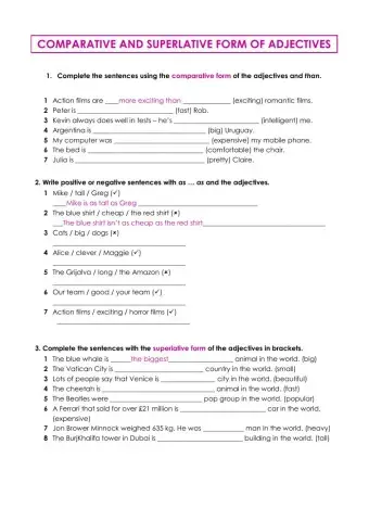 Comparative and Superlative form of adjectives
