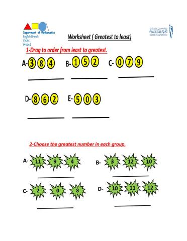 Grade 1 ordering numbers