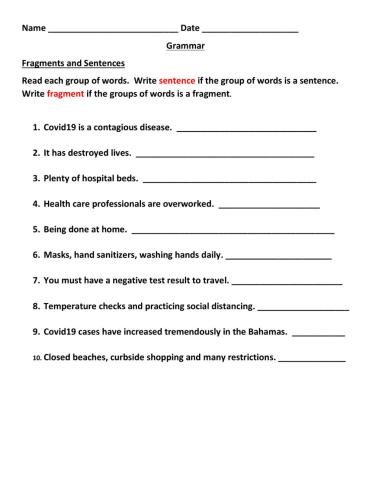 Fragments and Sentences