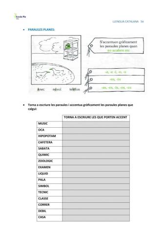 Accentuació paraules planes