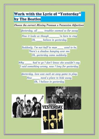 Work with Lyric Yesteday