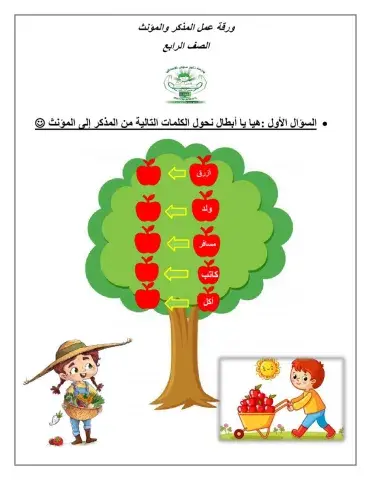 ورقة عمل المذكر والمؤنث