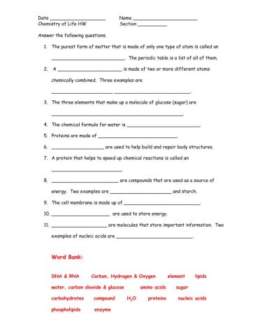 Chemistry Of Living Things