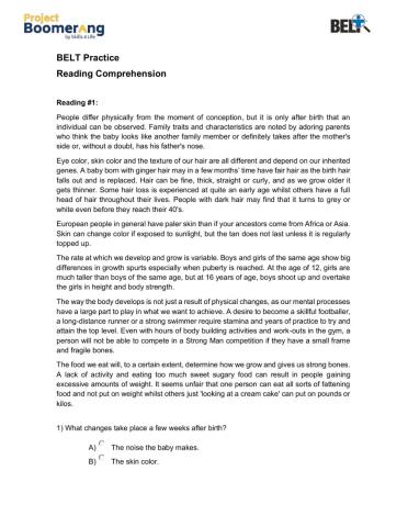 BELT Reading Comprehension Practice Part II