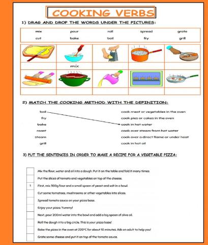 Pizza recipe - cooking verbs