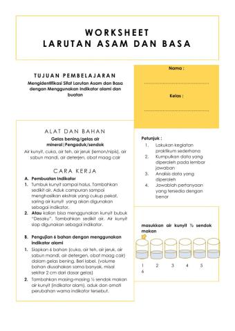 Worksheet larutan asam basa