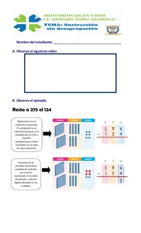 Sustracción de números de tres cifras sin desagrupación
