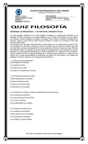 Quiz filosofía 9 periodo 4