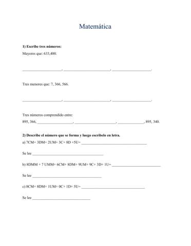 Números mayores  que un millón