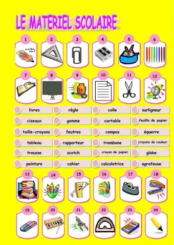 Lexique matériel scolaire