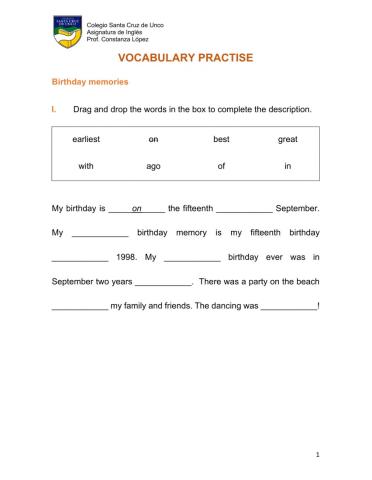 Vocabulary practise 6th