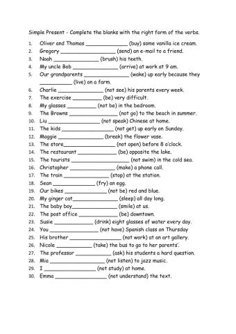 Simple Present 3 - Affirmative and Negative forms