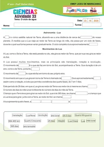 Fases e movimentos da Lua