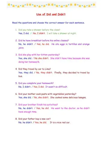 Use of Did and Didn't