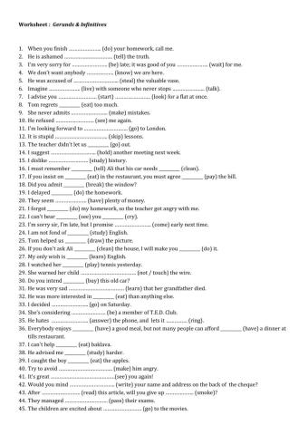 Gerunds and infinitives