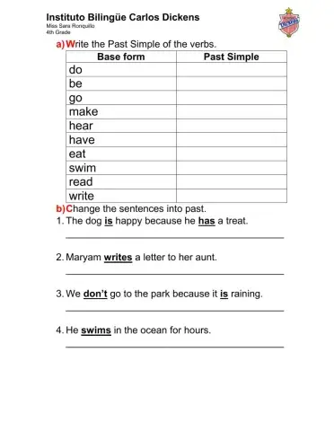 Past Simple Negative - 23rd October