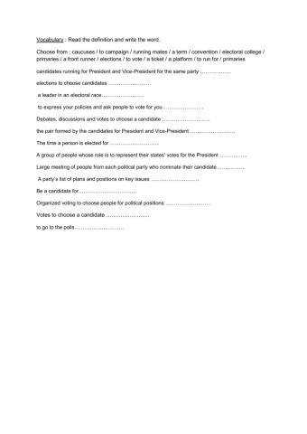 US elections vocabulary