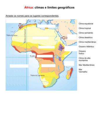África-Mapa Climas e limites geográficos