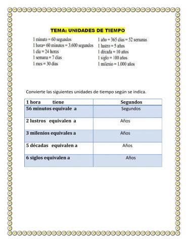 Equivalencias de tiempo