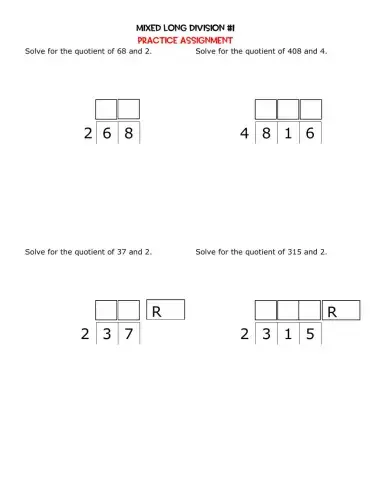 Long Division 1 Mixed Review
