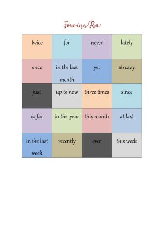 Present Perfect and Past Simple Time Words