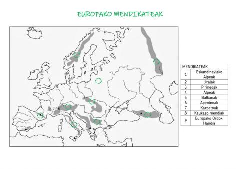 Europako mendikateak eta itsasoak