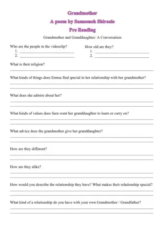 Grandmother Pre reading