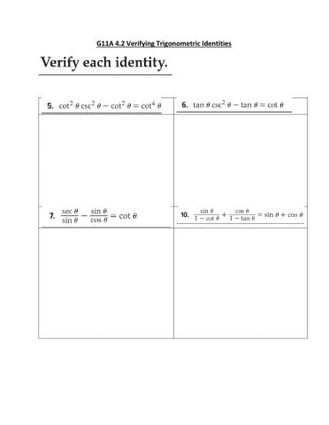 G11 4.2 Verifying Trigonometric Identities