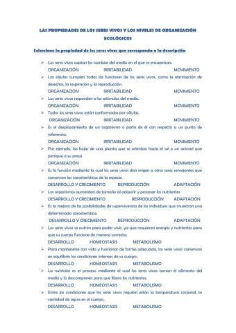 Propiedades de los seres vivos
