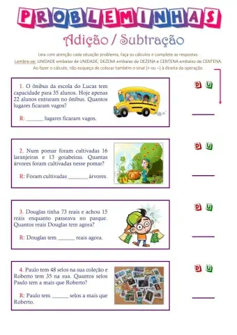 Problemas - Adição e Subtração