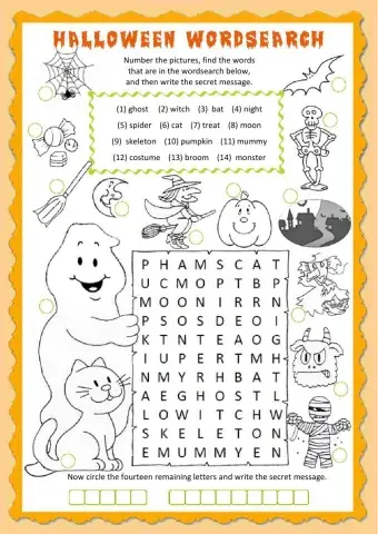 Halloween wordsearch