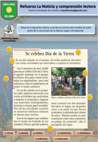Refuerzo La noticia y comprensión lectora II