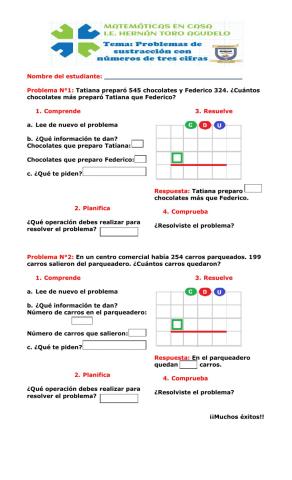 Problemas de sustracción con números de tres cifras