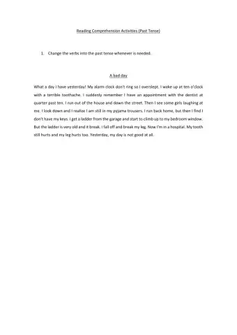 Reading Comprehension Activities (Past Simple)