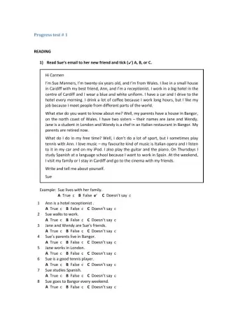 Present Simple-Progress Test
