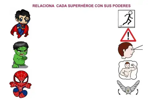 cada superhéroe con sus poderes