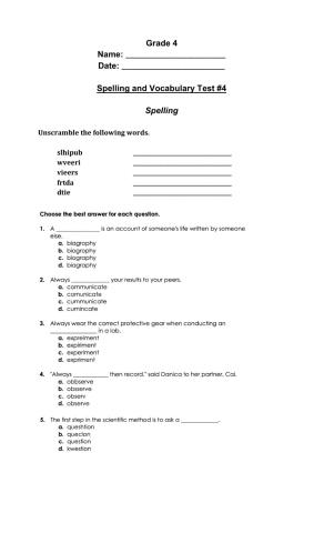 Spelling Test 4