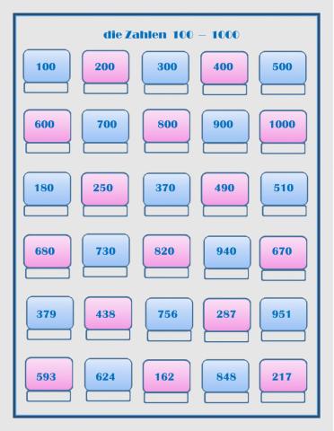 Zahlen 100-1000
