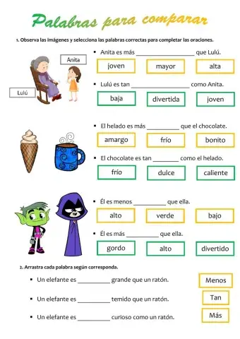 Palabras para comparar