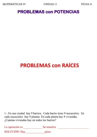 Potencias y raices cuadradas