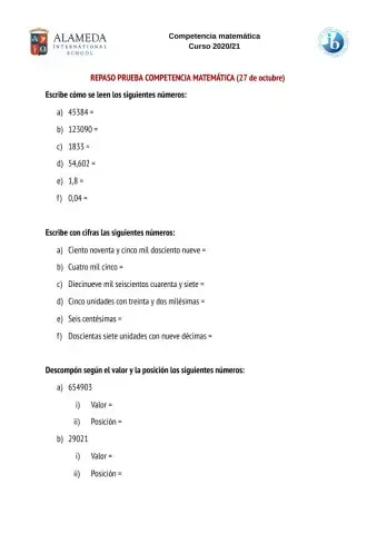 Repasamos numeración y unidades de medida