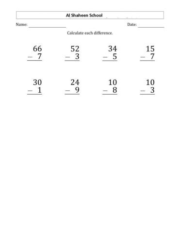 2 digit subtraction 1 digit with regrouping