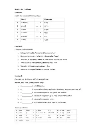 Band 1 (Core 1) - Unit 5 - Set 2
