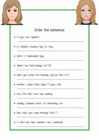 Unscramble the sentences