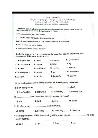 Lớp 7 - Kiểm tra cuối kỳ 1