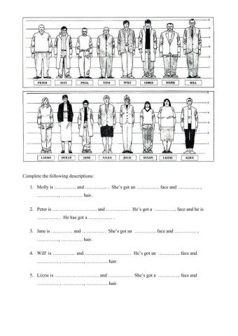 Physical descriptions gap fill