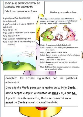 Tema 2 2º Primaria. Te esperábamos. La llegada del Adviento