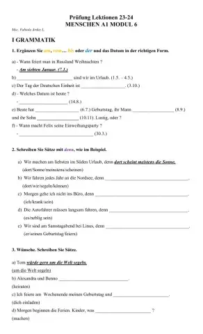 Prüfung Lektionen 23 und 24