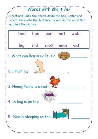 Words with Short -e- sound